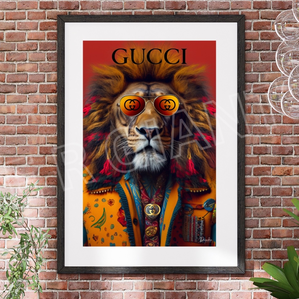 Gucci Lion King of the City Print 11 x 17 Gucci Wall Decor Fashion Art Gucci
